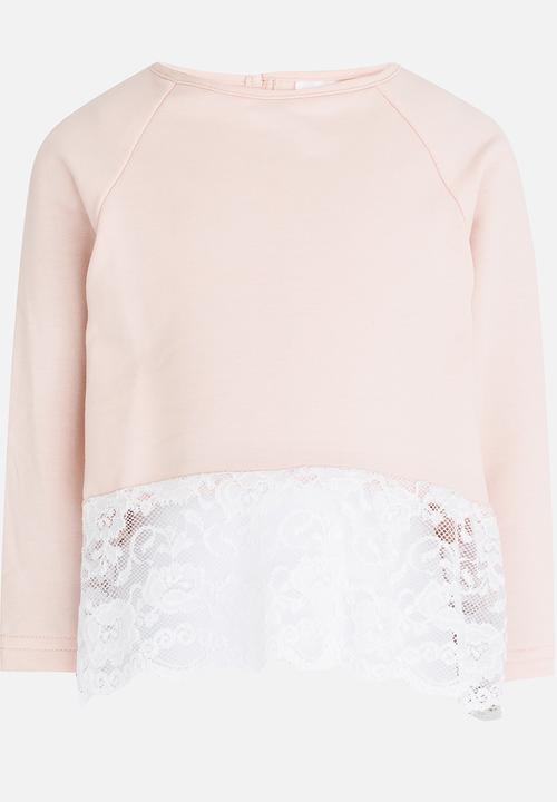See-Saw - Lace Inset Sweater Pale Pink