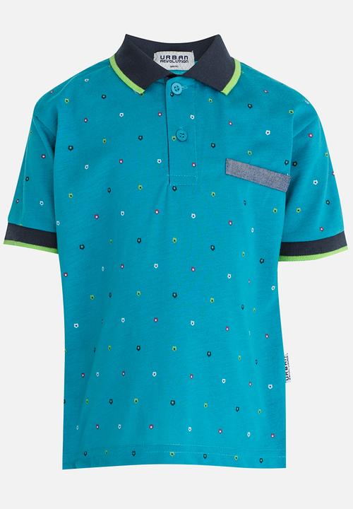 Twin Clothing - Printed Golfer T-shirt Turquoise