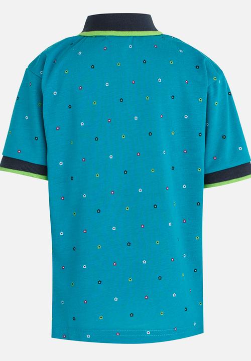 Twin Clothing - Printed Golfer T-shirt Turquoise