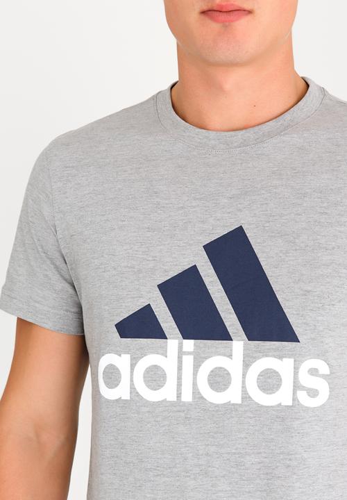 adidas Performance - Essential Linear Cotton Tee Mid Grey