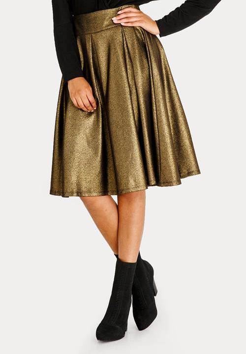 STYLE REPUBLIC - Fit And Flare Volume Midi Skirt Gold