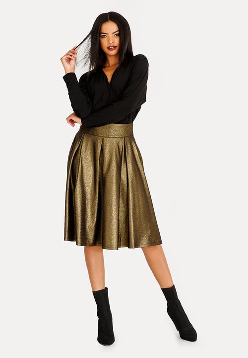 STYLE REPUBLIC - Fit And Flare Volume Midi Skirt Gold