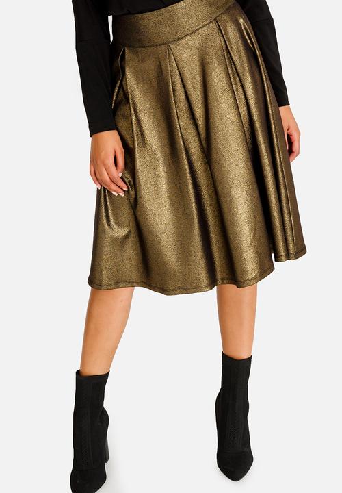 STYLE REPUBLIC - Fit And Flare Volume Midi Skirt Gold