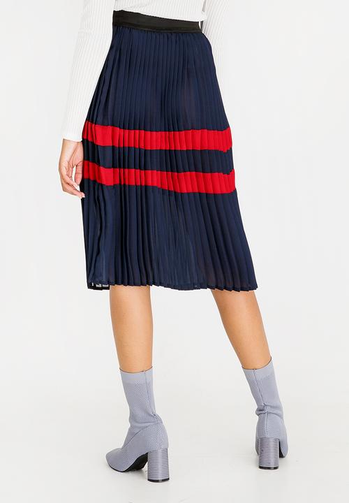 STYLE REPUBLIC - Pleated Midi Skirt Navy