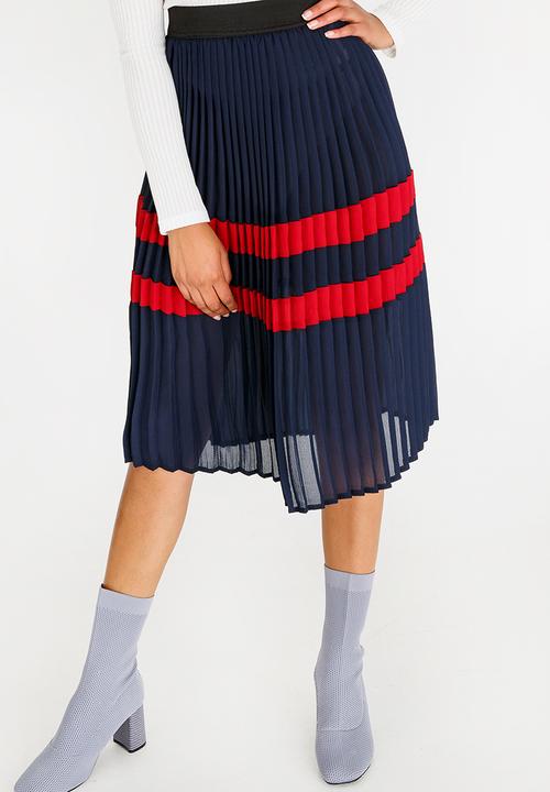 STYLE REPUBLIC - Pleated Midi Skirt Navy