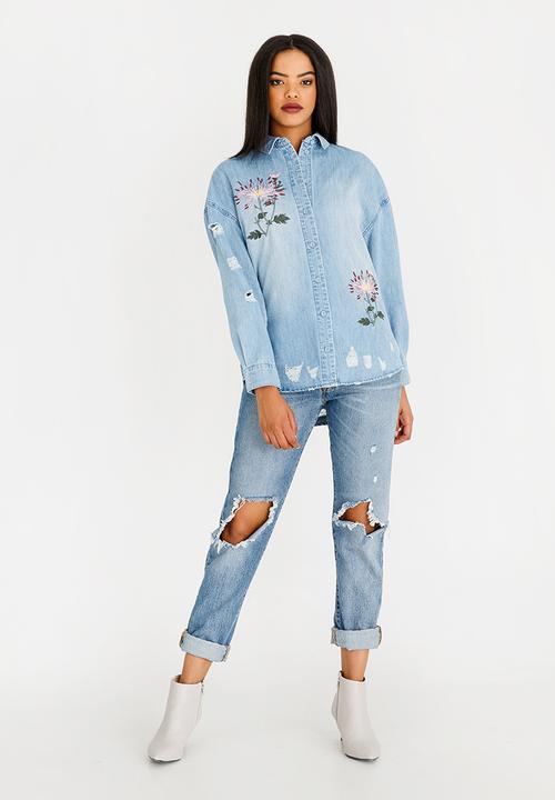 ONLY - Flora Oversized Shirt Blue