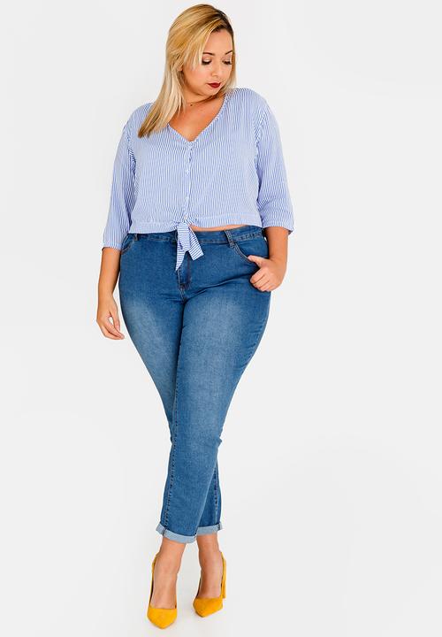 STYLE REPUBLIC PLUS - Front Tie Top - blue