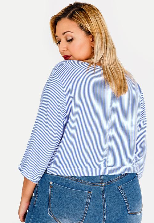 STYLE REPUBLIC PLUS - Front Tie Top - blue