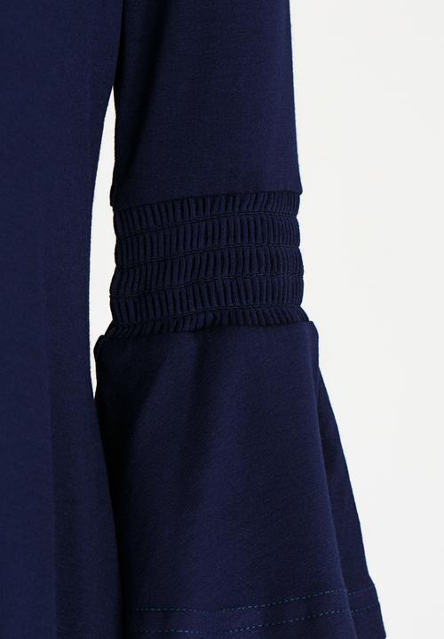 See-Saw - Flute Sleeve Swing Dress Navy