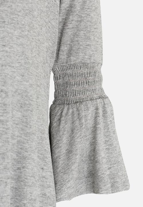 See-Saw - Flute Sleeve Swing Dress Grey Melange