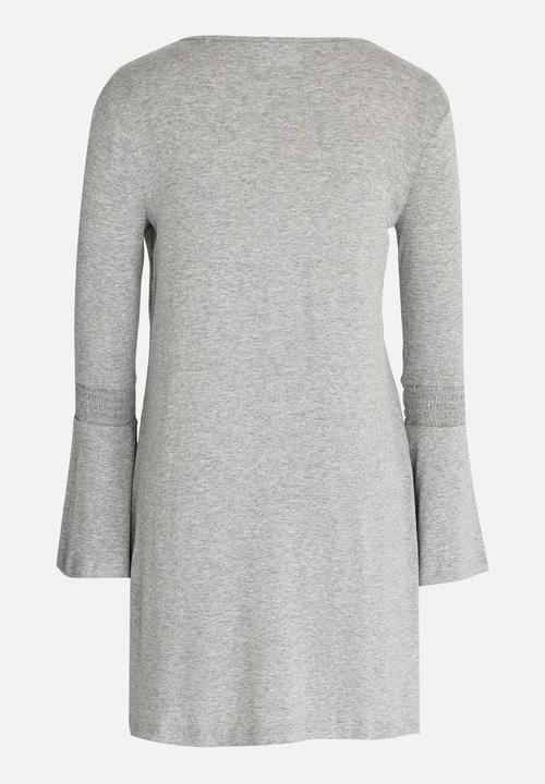 Rebel Republic - Flute Sleeve Swing Dress Grey Melange