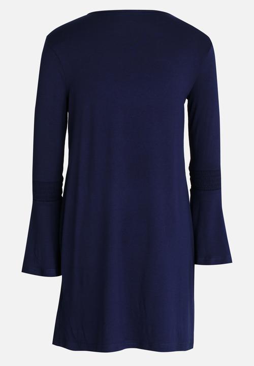 Rebel Republic - Flute Sleeve Swing Dress Navy