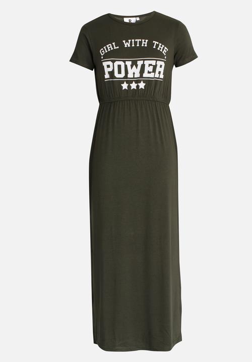 Rebel Republic - Jersey Maxi Dress Khaki Green
