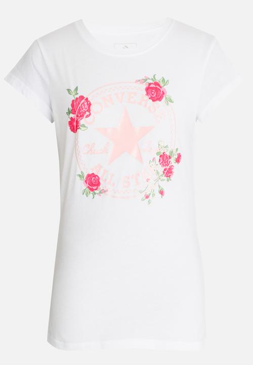 Converse - Converse Chuck Patch Roses Tee White