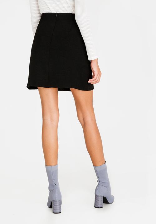 c(inch) - Lined Basic Midi Skirt Black
