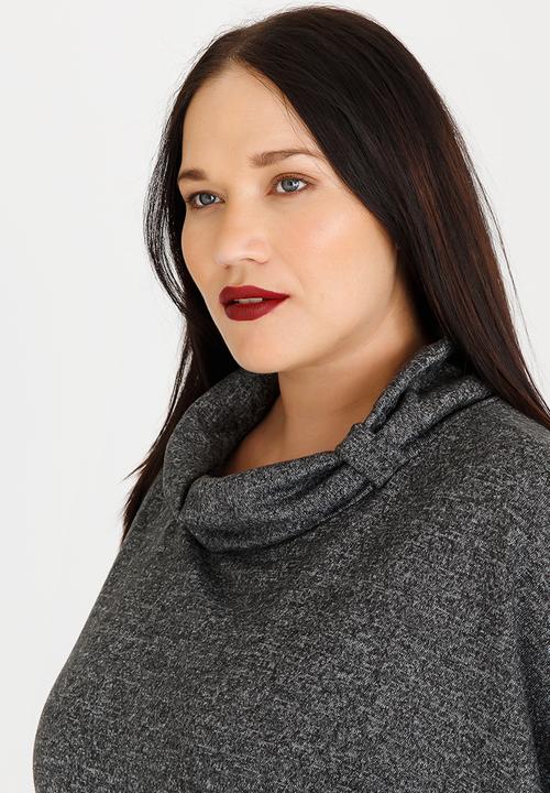 edit Plus - Cowl Neck Tunic Charcoal