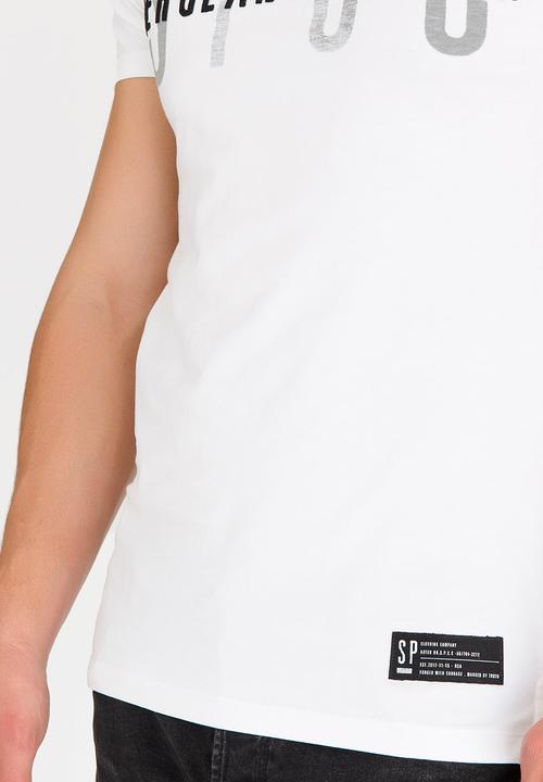 S.P.C.C - Raw Edge Crew Neck Tee With Print & Applique White