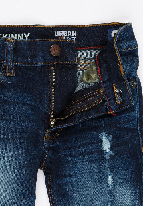 Twin Clothing - Skinny fit front button jean blue