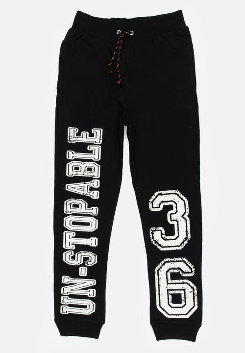 Rebel Republic - Printed Sweat Pants Black