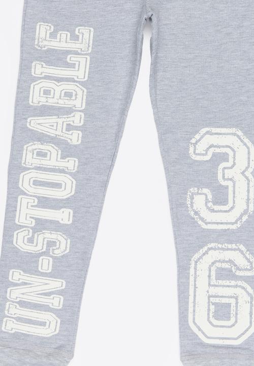 Rebel Republic - Printed Sweat Pants Grey Melange