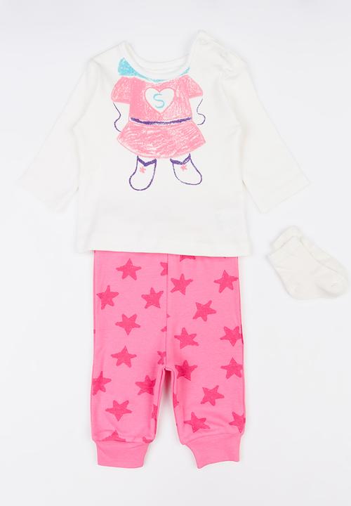Baby Corner - Hero Girl 3 Pack Pj Set White