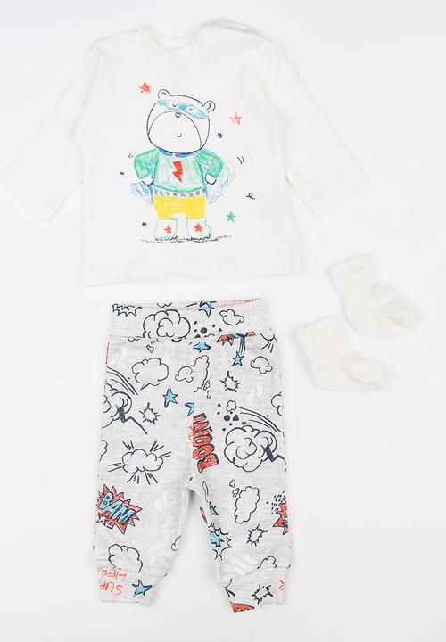 Baby Corner - Hero Boy 3 Pack Pj Set White