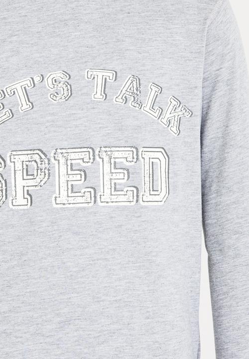 Rebel Republic - Printed slogan hooded tee - grey 