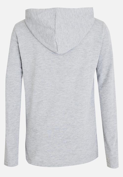 Rebel Republic - Printed slogan hooded tee - grey 