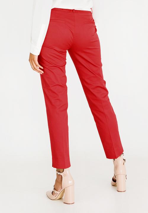 edit - Straight Cut Pants with Belt Red