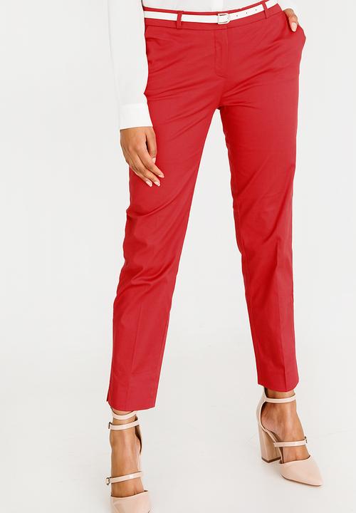 edit - Straight Cut Pants with Belt Red
