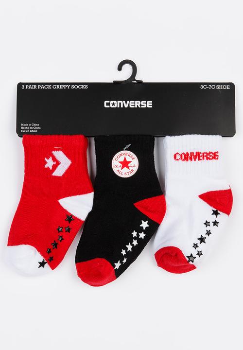 Converse - 3 pack gripper socks Red