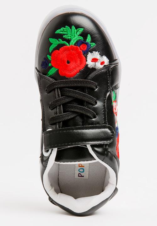 Pop Candy - Light Up Flower Embroidered Sneaker Black