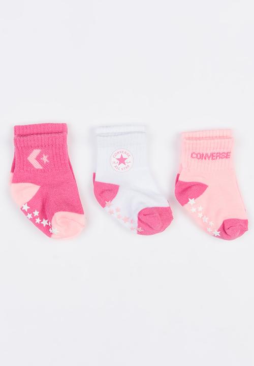 Converse - 3 Pack gripper socks mid - pink