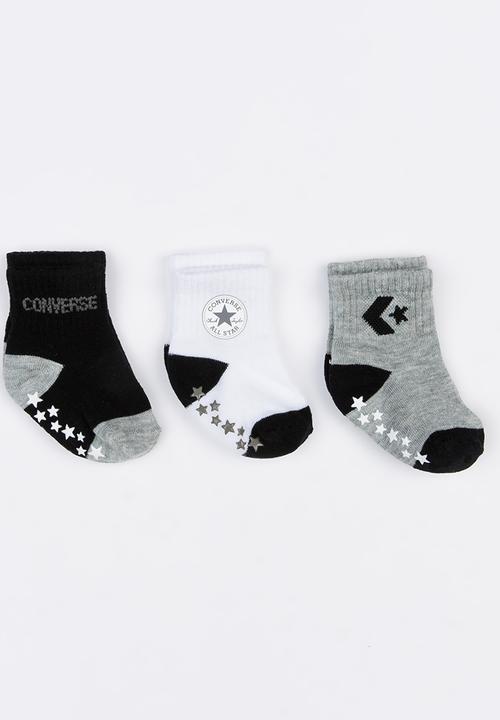 Converse - 3 pack gripper socks Black