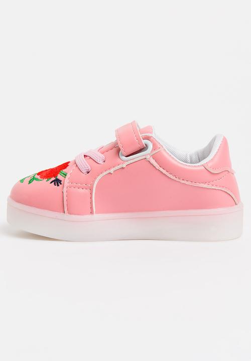 Pop Candy - Light Up Flower Embroidered Sneaker Mid Pink