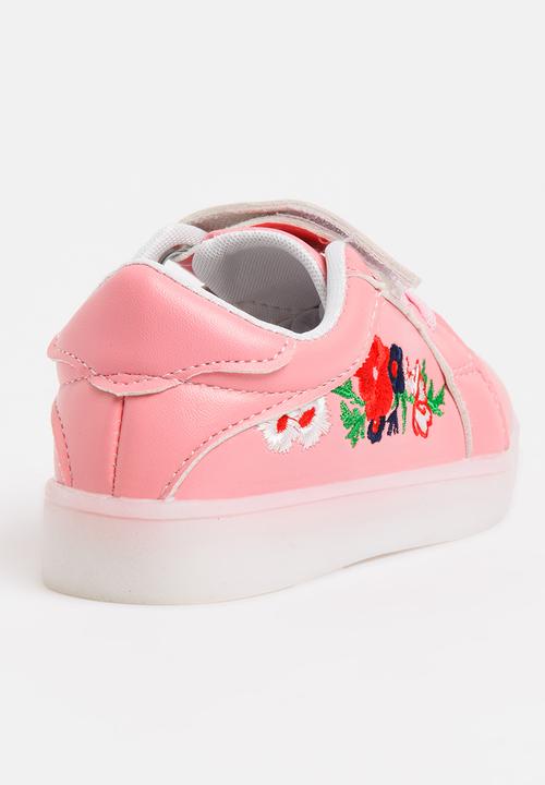 Pop Candy - Light Up Flower Embroidered Sneaker Mid Pink