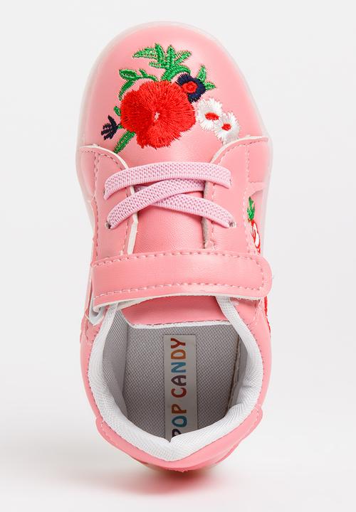 Pop Candy - Light Up Flower Embroidered Sneaker Mid Pink