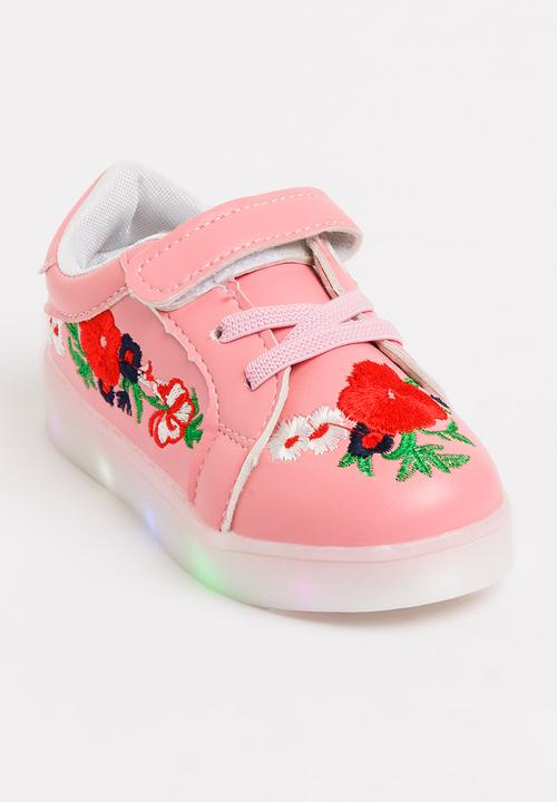 Pop Candy - Light Up Flower Embroidered Sneaker Mid Pink