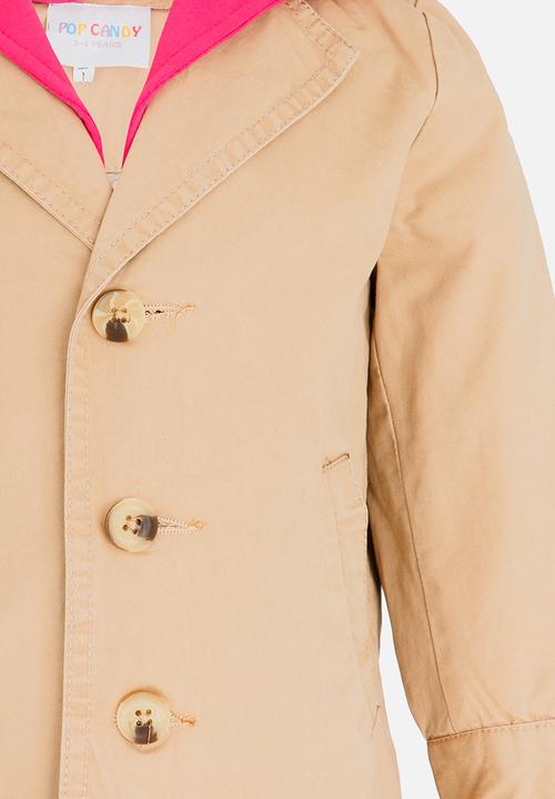 Pop Candy - Button Up Coat Beige