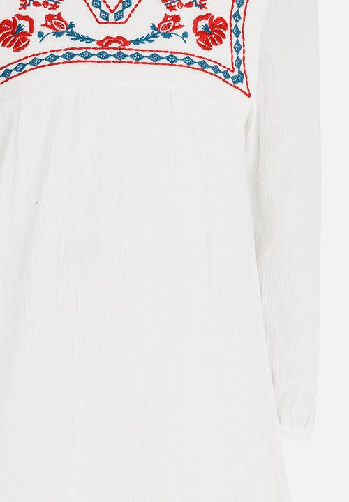 Pop Candy - Dress with Embroidery Detail White