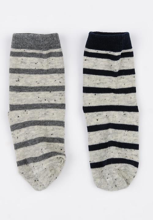 MINOTI - 2 Pack Marl Fleck Stripe Socks Multi-colour