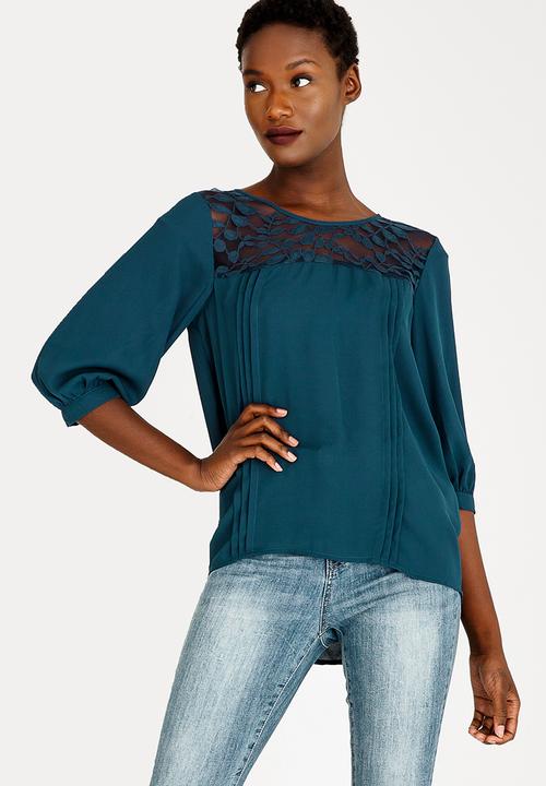 ONLY - Venice 3/4 Sleeve Top - Petrol blue