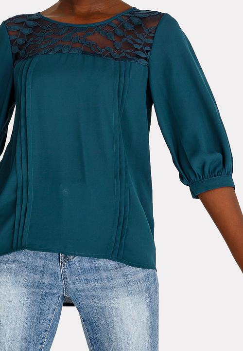 ONLY - Venice 3/4 Sleeve Top - Petrol blue