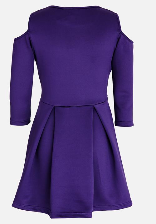 Rebel Republic - Cold Shoulder Dress Mid Purple