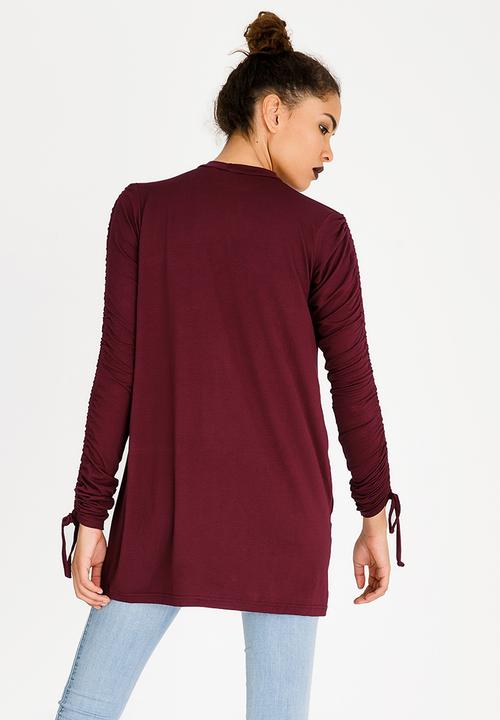 c(inch) - Ruched Sleeve Tunic Burgundy