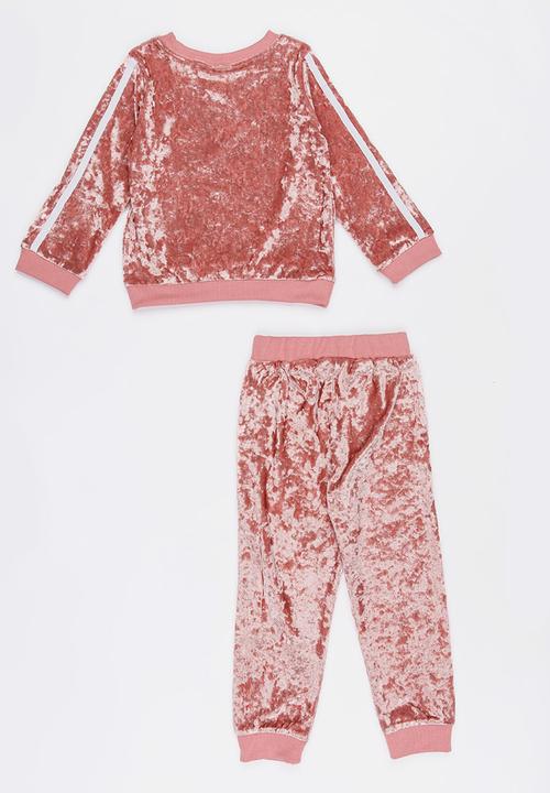 Pop Candy - Printed Sweat Top Set Mid Pink
