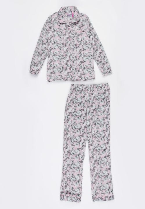 Twin Clothing - Long Sleeve Combo Pyjama Set Multi-colour