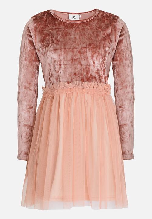 Rebel Republic - Velvet Combo Dress Pale Pink