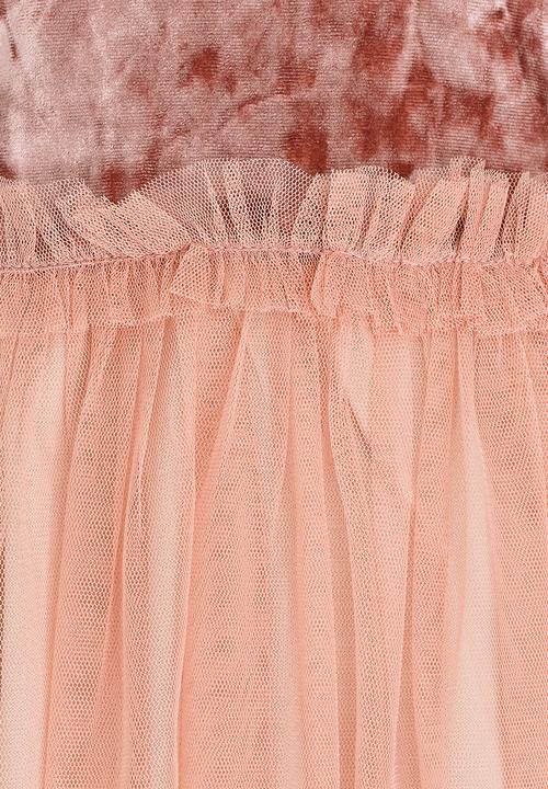 Rebel Republic - Velvet Combo Dress Pale Pink