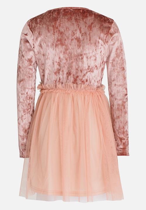 Rebel Republic - Velvet Combo Dress Pale Pink